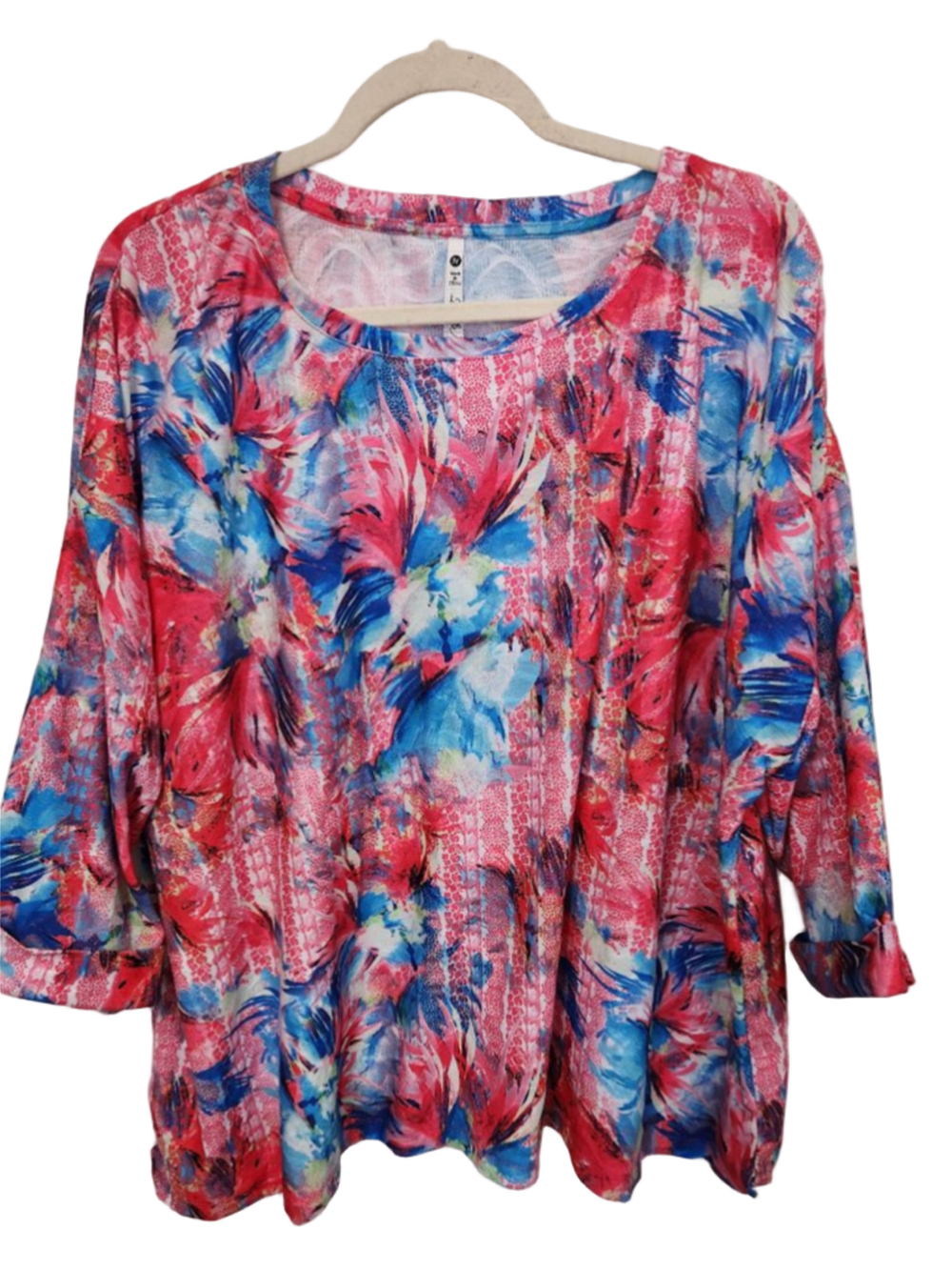 Leo & Nicole Tunic 3X Pink Blue Floral